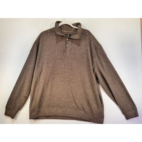 Browning Mens Pullover Sweater 2XL Brown 3-Button Collar Pockets - Picture 1 of 13